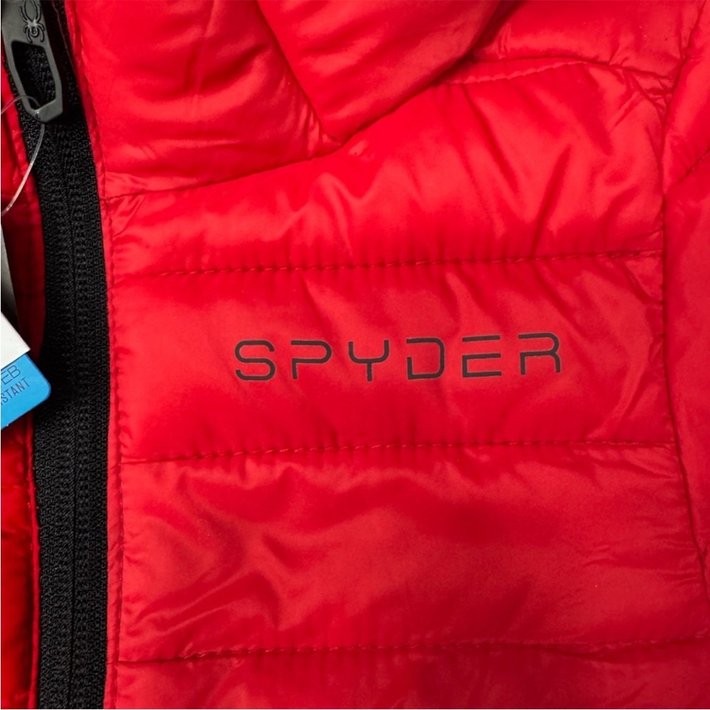 Youth Unisex Spyder Red Hooded packable Puffer Coat Size 7 BNWT - Picture 2 of 10